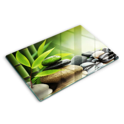 Modern placă din sticla protectie perete bucatarie Pietre de bambus Zen 80x52 cm