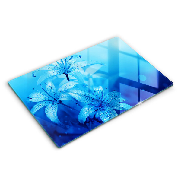 Modern placă din sticla protectie perete bucatarie Flori albastre 80x52 cm
