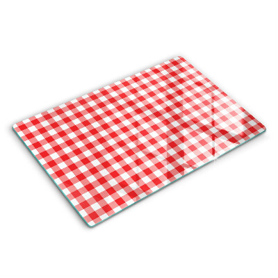 Modern placă din sticla protectie perete bucatarie Carouri roșii și albe 80x52 cm