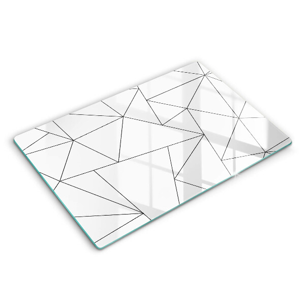 Modern placă din sticla protectie perete bucatarie Triunghiuri albe 80x52 cm