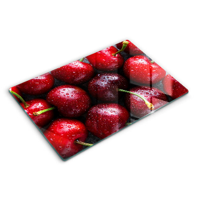 Modern placă din sticla protectie perete bucatarie Prim-plan al cireșelor 80x52 cm