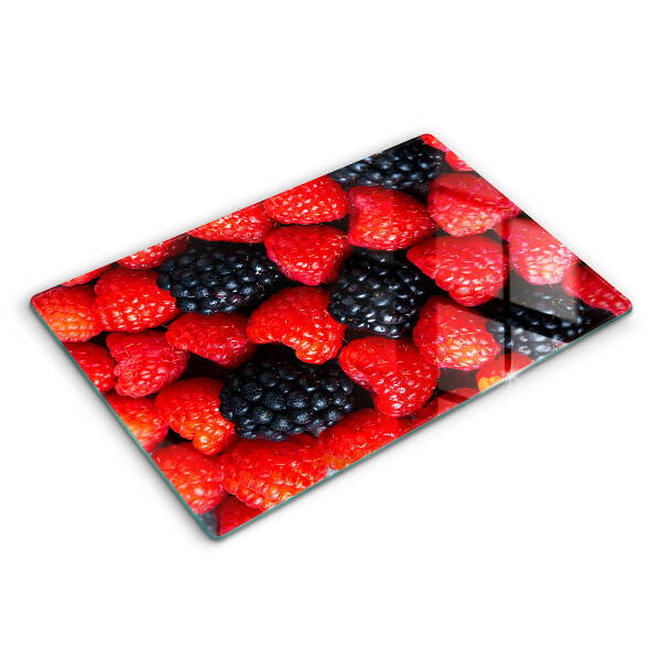 Modern placă din sticla protectie perete bucatarie Zmeură și mure 80x52 cm
