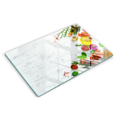 Modern placă din sticla protectie perete bucatarie Legume și condimente 80x52 cm