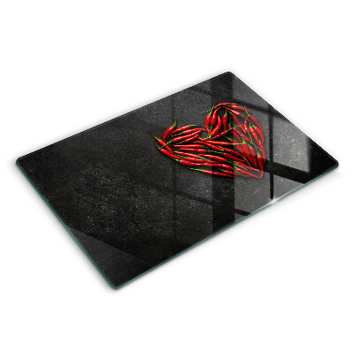 Modern placă din sticla protectie perete bucatarie Inimă de ardei iute 80x52 cm