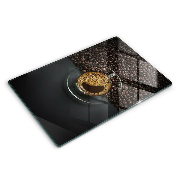 Modern placă din sticla protectie perete bucatarie Cafea și boabe 80x52 cm