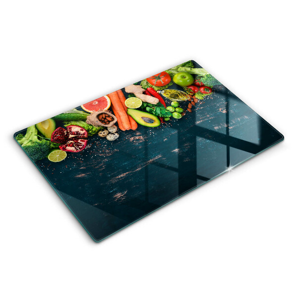Modern placă din sticla protectie perete bucatarie Fructe și legume 80x52 cm