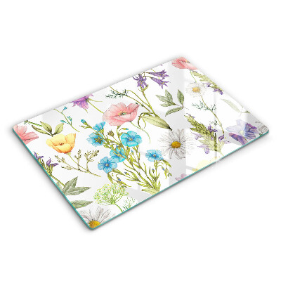 Modern placă din sticla protectie perete bucatarie Ilustrație cu flori 80x52 cm