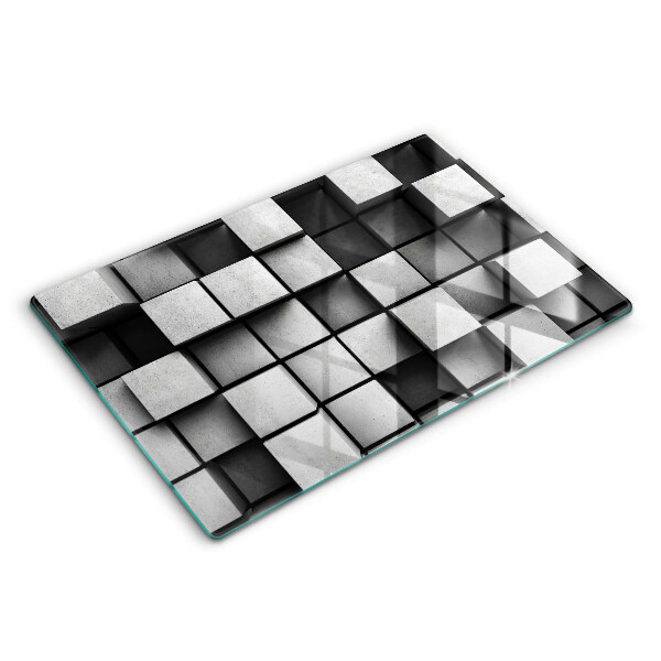 Modern placă din sticla protectie perete bucatarie Pătrate 3D abstracte 80x52 cm