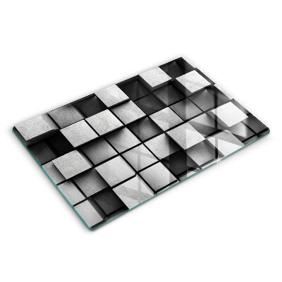 Modern placă din sticla protectie perete bucatarie Pătrate 3D abstracte 80x52 cm