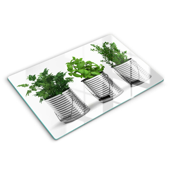 Modern placă din sticla protectie perete bucatarie Ghivece plante aromatice 80x52 cm