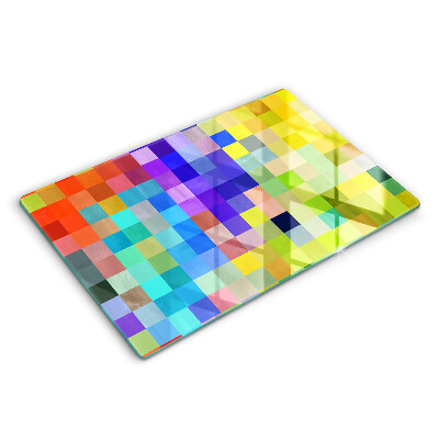 Modern placă din sticla protectie perete bucatarie Pixeli pătrați colorați 80x52 cm