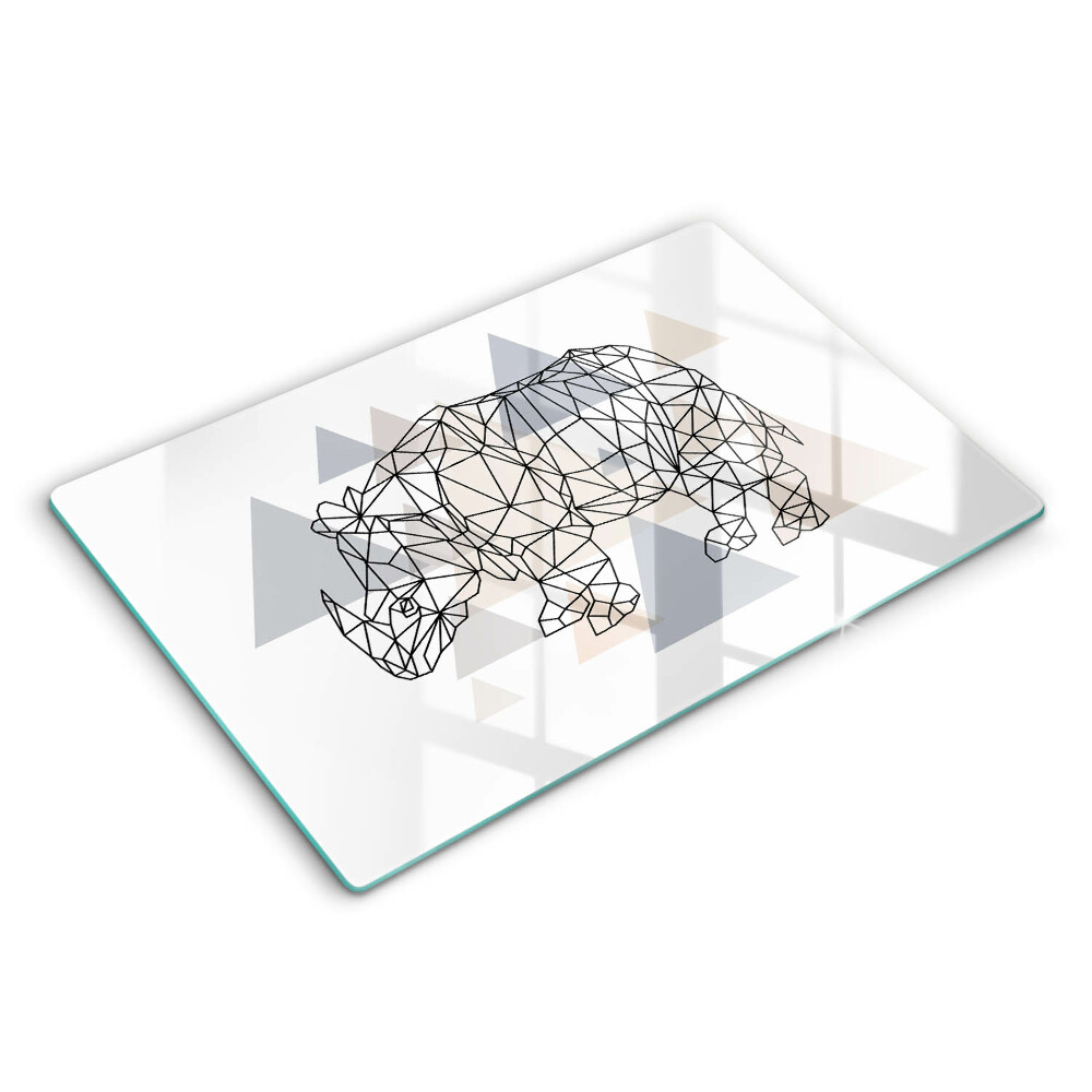Modern placă din sticla protectie perete bucatarie Rinocer de artă liniară 80x52 cm