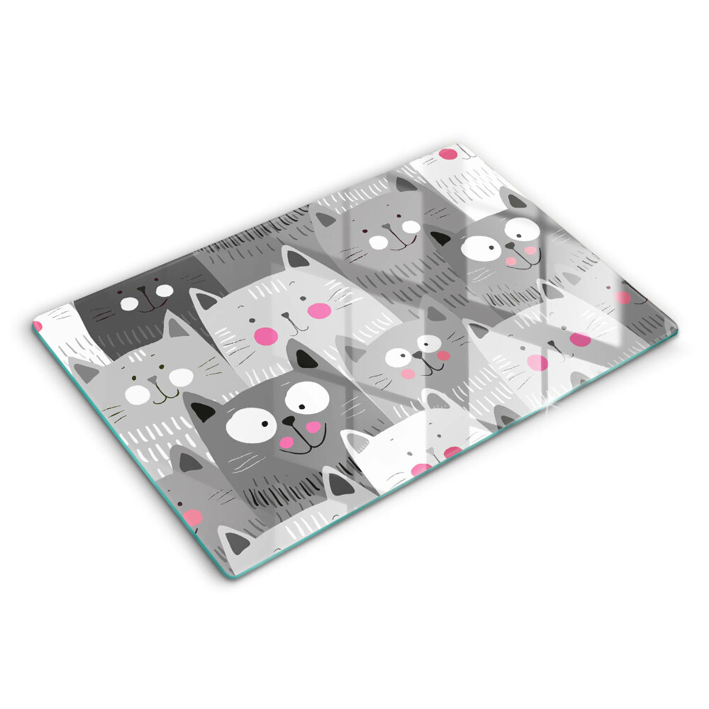 Modern placă din sticla protectie perete bucatarie Ilustrație cu pisici 80x52 cm