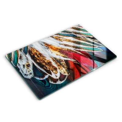 Modern placă din sticla protectie perete bucatarie Pene de pasăre Boho 80x52 cm