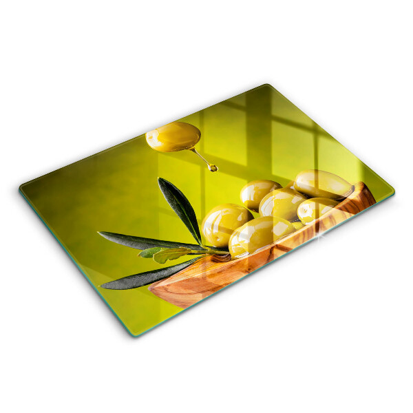 Modern placă din sticla protectie perete bucatarie Măsline gustoase 80x52 cm