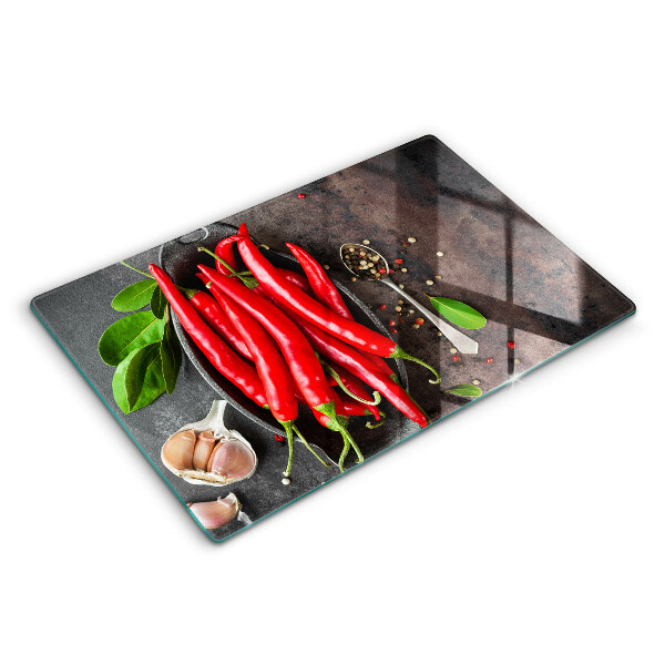 Modern placă din sticla protectie perete bucatarie Ardei iute roșii 80x52 cm