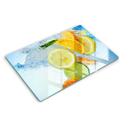 Modern placă din sticla protectie perete bucatarie Apă suculentă de citrice 80x52 cm