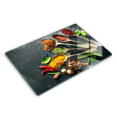 Modern placă din sticla protectie perete bucatarie Linguri de bucătărie pentru condimente 80x52 cm