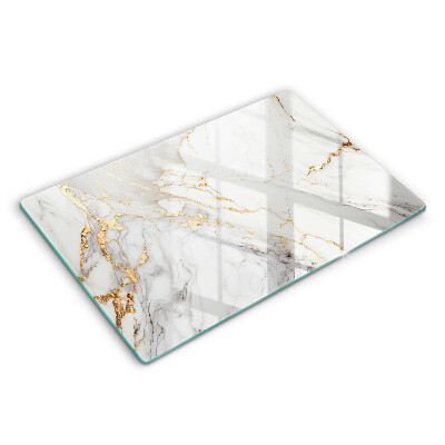 Modern placă din sticla protectie perete bucatarie Marmură deschisă cu aur 80x52 cm
