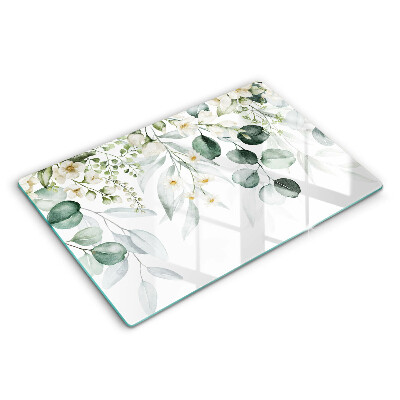 Modern placă din sticla protectie perete bucatarie Plante în acuarelă 80x52 cm
