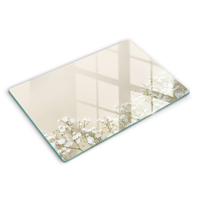 Modern placă din sticla protectie perete bucatarie Flori boho de gipsofilă 80x52 cm