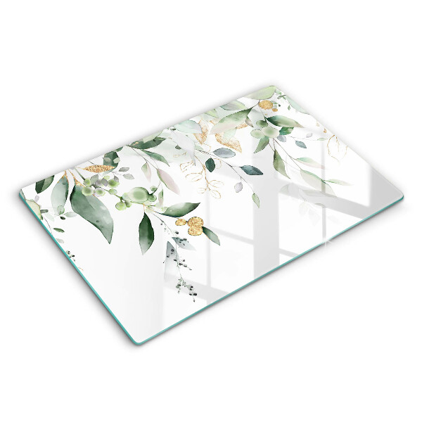 Modern placă din sticla protectie perete bucatarie Frunze de acuarelă 80x52 cm