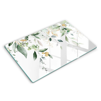 Modern placă din sticla protectie perete bucatarie Frunze de acuarelă 80x52 cm