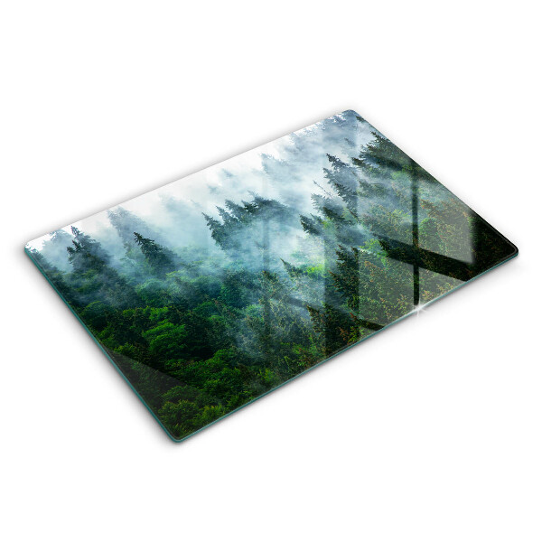 Modern placă din sticla protectie perete bucatarie Pădurea în ceață 80x52 cm