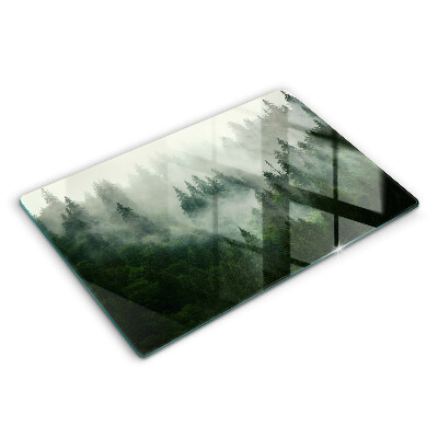 Modern placă din sticla protectie perete bucatarie Peisaj de pădure cețos 80x52 cm