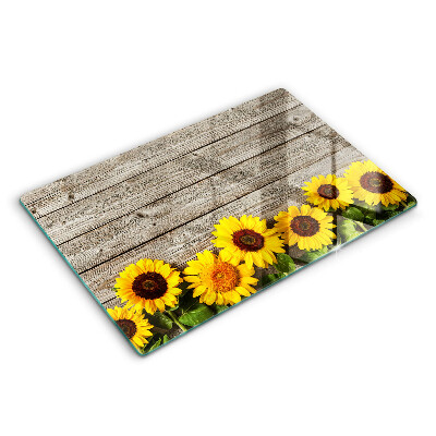Modern placă din sticla protectie perete bucatarie Floarea-soarelui pe coperți 80x52 cm
