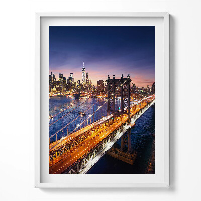 Tablou living cu rama New York - apus de soare peste Manhattan