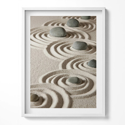Tablou rama Zen - pietre pe cercuri de nisip