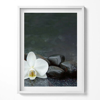 Tablou rama Pietre zen cu flori albe