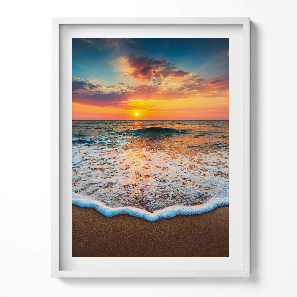 Tablou rama Peisaj cu apusul soarelui peste mare