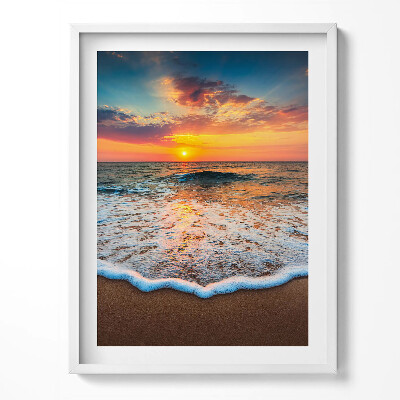 Tablou rama Peisaj cu apusul soarelui peste mare