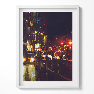 Tablou living cu rama Oraș pictat încețoșat