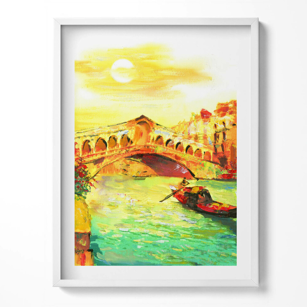 Tablou rama Veneția - Gondola și Podul Rialto