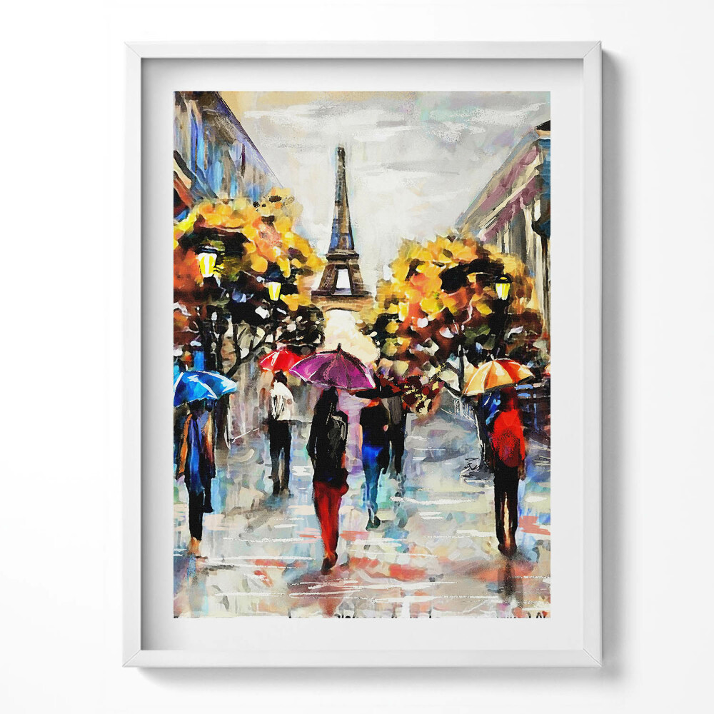 Tablou living cu rama Străzile Eiffel Nova - Toamna pictată