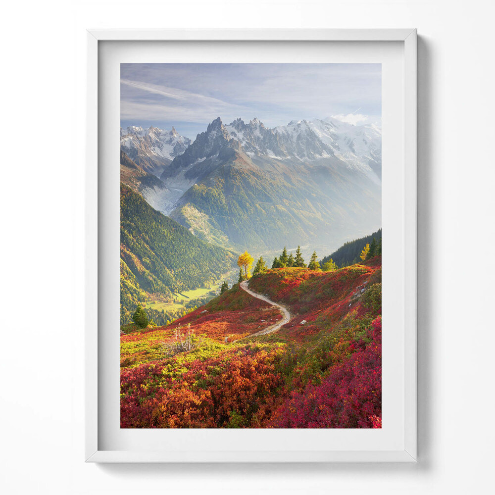 Tablou rama Peisaj de munți și pajiști colorate