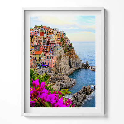 Tablou rama Flori și coasta Cinque Terre, Italia
