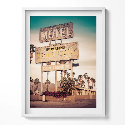 Tablou living cu rama Indicator de motel pe marginea drumului SUA