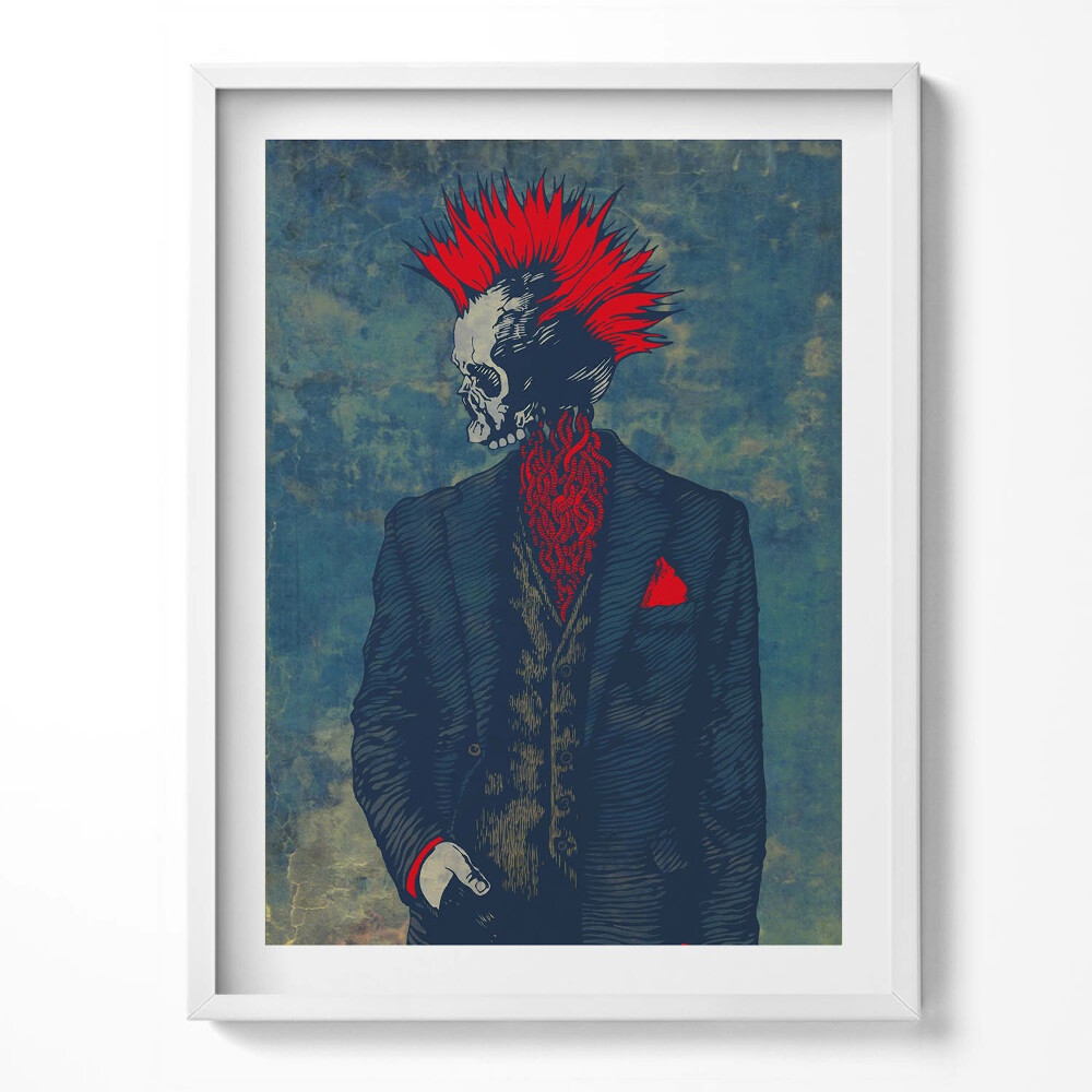 Tablou living cu rama Portret abstract al unui schelet cu o creță