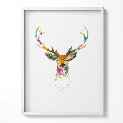 Tablou rama Ilustrație color a capului de cerb
