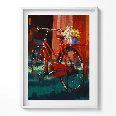 Tablou living cu rama O bicicletă cu un aranjament floral