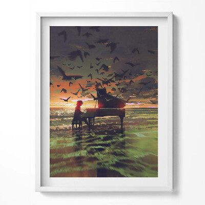 Tablou living cu rama Concert pe plajă