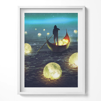 Tablou rama Ilustrație a bărcilor și a lunilor