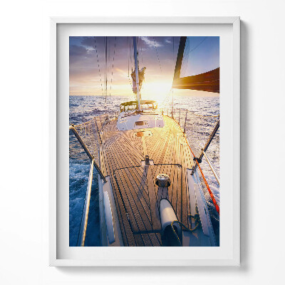 Tablou rama Apus de soare pe puntea unei bărci cu pânze