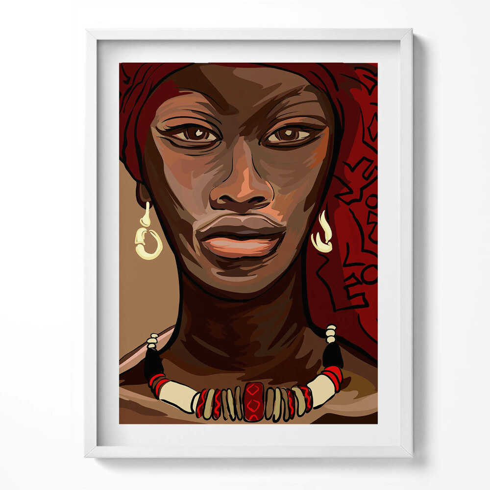 Tablou living cu rama Artă - Pictură a unei femei africane