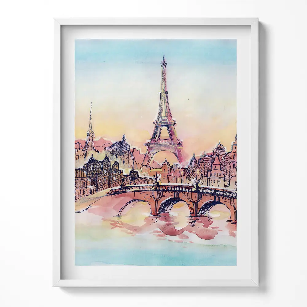 Tablou rama Vedere pictată a Parisului