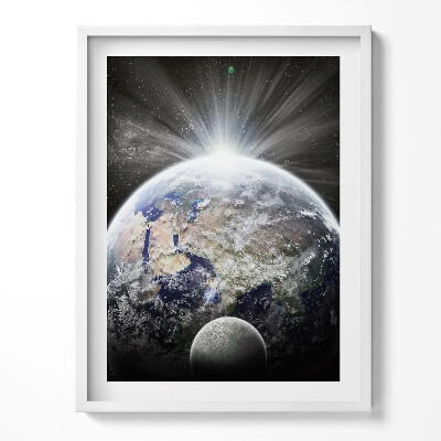 Tablou living cu rama Vedere a Pământului și a Lunii